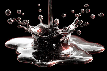 Wall Mural - Dark Liquid Splash with Droplets