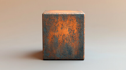 Wall Mural - Textured Orange and Blue Cube