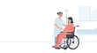 © tana.lin - Illustration of a Pregnant Woman in a Wheelchair Being Assisted by a Nurse for Maternal Health Awareness and Support for High-Risk Pregnancies
