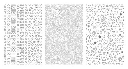 Wall Mural - Hand-Drawn Doodle Elements Seamless Patterns & Shapes for Design Projects