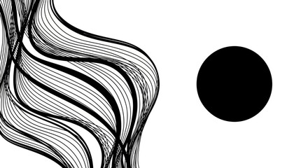 Wall Mural - abstract black and white wave pattern design with circle element