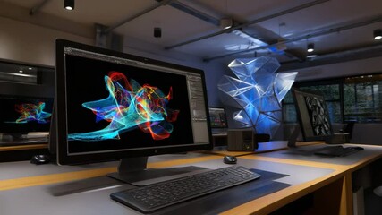 Modern computer setup on a desk with a keyboard, mouse, and monitors for productive workdays
