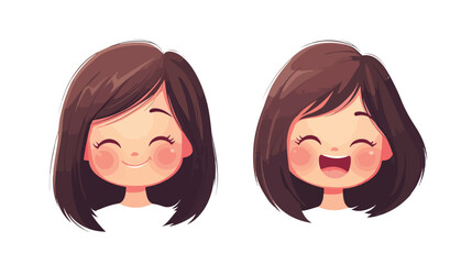 Wall Mural - kawaii style female emoticon vector icon illustration