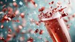 © svastix - An elegant glass filled with sparkling champagne surrounded by vibrant red confetti, symbolizing celebration and joyous moments in life.