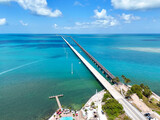 The Seven Mile Bridge extending from Marathon in the Florida Keys, Monroe County, Florida, United States
