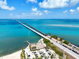 The Seven Mile Bridge extending from Marathon in the Florida Keys, Monroe County, Florida, United States