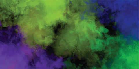 Wall Mural - Abstract watercolor texture with gradient color palette featuring shades of green blue and purple for creative background designs