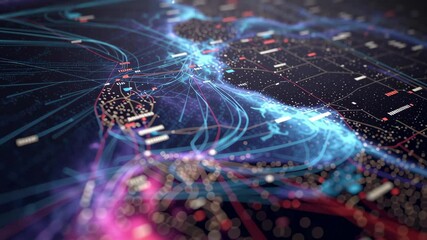 Wall Mural - complex network of interconnected lines and nodes representing marine routes and destinations, visua