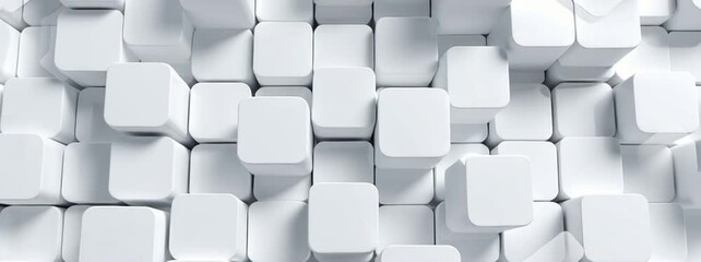 Poster - white background with a geometric pattern of squares, 3d rendering, minimalism, simple shapes, white