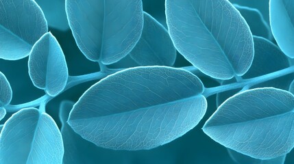 Wall Mural - Teal Leaf Macro Photography Botanical Abstract