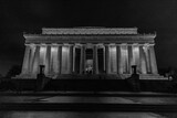 lincoln memorial at night washington DC black and white