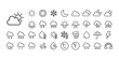 © thrash - Weather and meteorology editable stroke outline icons set isolated on white background flat vector illustration.