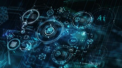Wall Mural - infographics of artificial intelligence in the digital space.