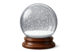 Classic snow globe with falling snowflakes, isolated on transparent background, perfect for christmas projects