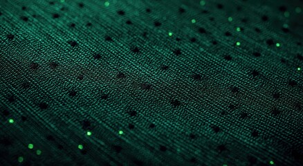 Close-up of a dark teal fabric with a subtle, repeating dotted pattern and slight sheen, showing texture and depth