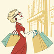 © Tubagus Hidayatullah - Elegant woman enjoying shopping spree in a chic urban environment vintage style