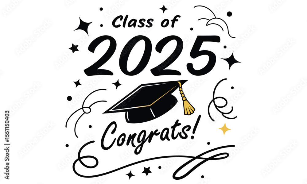 Celebrate the class of 2025 with a graduation cap and confetti ...