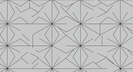Minimalist geometric line pattern background with abstract diamond and star shapes