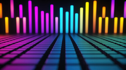 Wall Mural - vibrant sound wave visualization with colorful bars and geometric patterns capturing the essence of 
