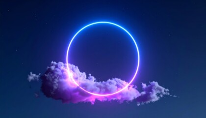 Wall Mural - a vibrant, abstract illustration of a blue moon and stars illuminating the night sky with ethereal c