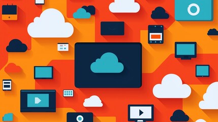 Business continuity tools, SaaS infrastructure, flat design illustration