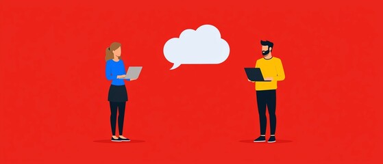 Customer engagement platform, real-time cloud SaaS, flat design illustration