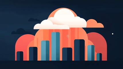 Remote onboarding software, cloud-based process, flat design illustration