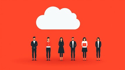 Remote onboarding software, cloud-based process, flat design illustration