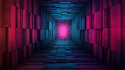 Wall Mural - abstract tunnel with colorful light effects featuring geometric patterns and depth perception for cr