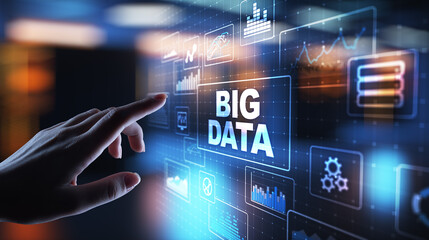 Wall Mural - big data analytics platform, business intelligence and modern technology concept on vitual screen.