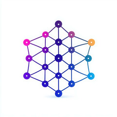 Wall Mural - colorful geometric network design with nodes and connections representing data integration and techn