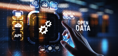 Wall Mural - open data database integration api internet technology concept.
