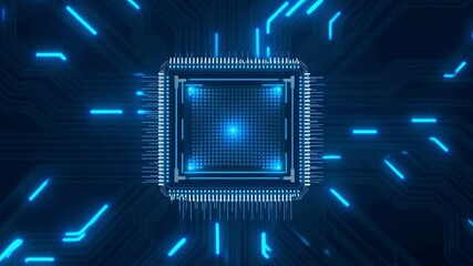 Futuristic Digital Data Tunnel in Blue Light