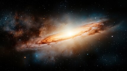 Wall Mural - A breathtaking image of a galaxy in deep outer space, showcasing bright stars and swirling cosmic clouds, capturing the vastness and beauty of the universe.