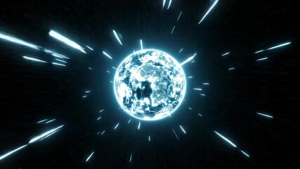 Wall Mural - futuristic video concept with a glowing sphere in space. dynamic, head-on camera angle creates a sen