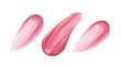 © Alena Smirnova - Set of cosmetic lip gloss or lipstick smear swatch. PNG isolated on transparent background. Liquid translucent texture with glitter or shimmer. Pink colors cosmetic product for lips sample clipart.