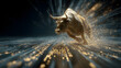 © Anas - Golden Bull Charging Forward: Abstract Digital Art, Dynamic Energy