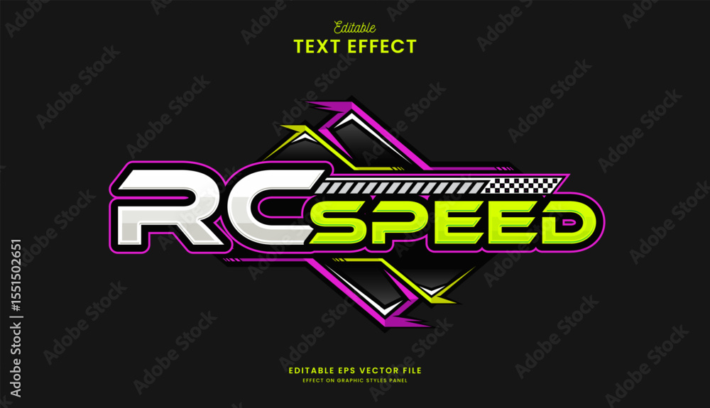 decorative automotive sport racing editable text effect design Stock ...