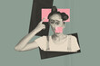 © deagreez - Composite 3D collage trend artwork design of portrait young lady finger point mind eyes confused mental health depression therapy patient
