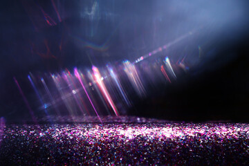 Wall Mural - background of purple and blue lens flare lights. abstract image
