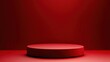 © Nice Seven - A minimalist, round red podium against a red gradient background, ideal for product display or presentations.