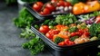 © svastix - A vibrant assortment of freshly cut vegetables arranged in clear plastic containers showcases the beauty of healthy eating and meal prep, perfect for a clean diet and nutrition.