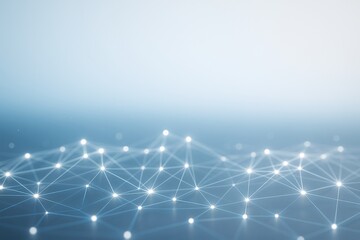 Wall Mural - abstract digital network connections with glowing nodes on light blue background, representing futur