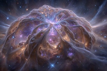 Wall Mural - A fantasy galaxy background generated by AI, featuring a glowing nebula with stars