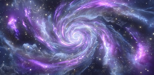 Wall Mural - A modern space background featuring a realistic spiral galaxy and shining stars