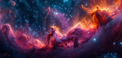 Wall Mural - Space background with stardust and shining stars. Realistic cosmos and color nebula. Colorful galaxy