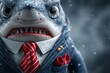 © Ganz - A shark with human-like characteristics wears a business suit, symbolizing a corporate concept, and is available as a stock image with human enhancements