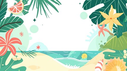 Naklejka na meble Summer Tropical Island Style Background Material: Exotic Paradise Scapes, Beach Vibes, and Vibrant Island Aesthetics