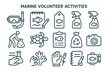 © ZubVector - Icons depicting diverse marine volunteer acts including conservation and research