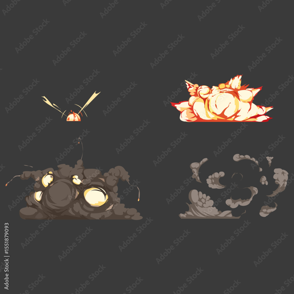 Set Pixel Art Explosion Animation 4-Frame Sprite Sheet for Games and ...